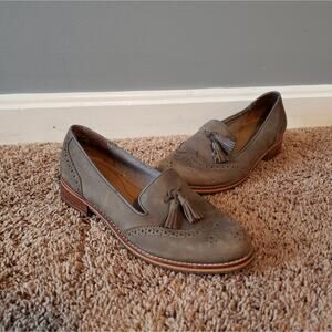 Sebago Claremont Tassel Grey Wingtip Slip On oxford Loafer Womens 7